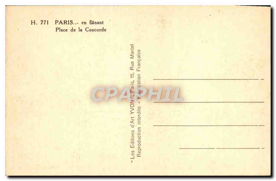 CPA Paris En Flanant Place De La Concorde Tour Eiffel — Rückseite