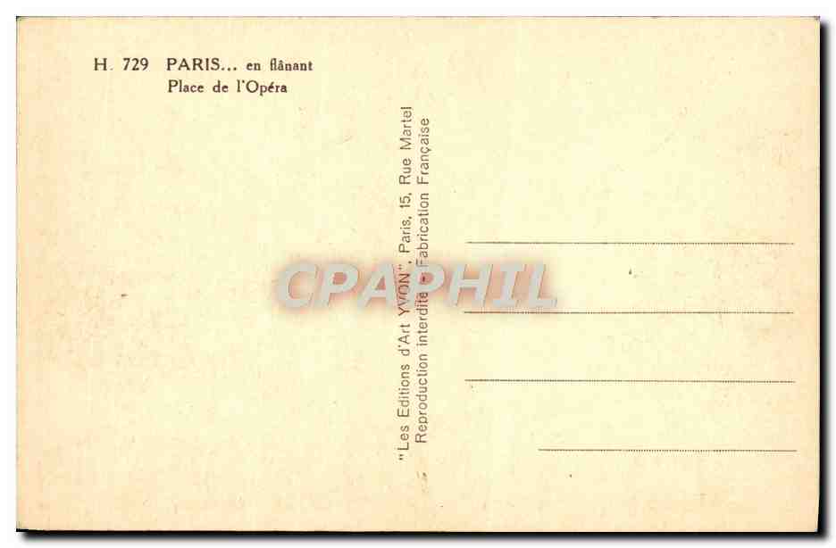 CPA Paris En Flanant Place De L'Opera — Rückseite