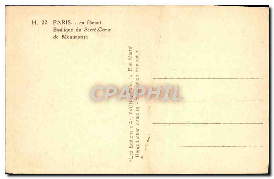 CPA Paris En Flanant Basilique Du Sacre Coeur De Montmartre — Rückseite