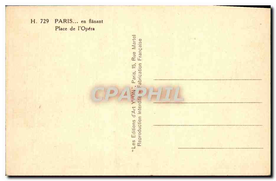 CPA Paris En Flanant Place De l'Opera — Rückseite