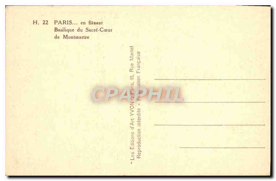 CPA Paris En Flanant Basilique Du Sacre Coeur De Montmartre — Rückseite