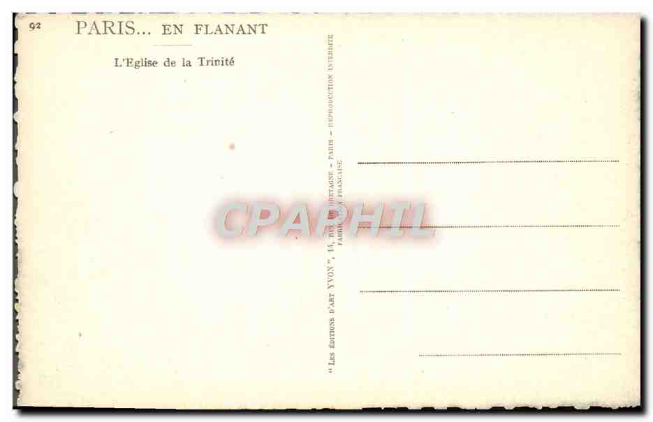 CPA Paris En Flanat L'Eglise De La Trinite — Rückseite