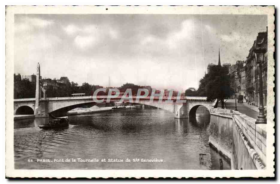 CPA Paris Pont De La Tournelle Et Statue De Ste Genevieve