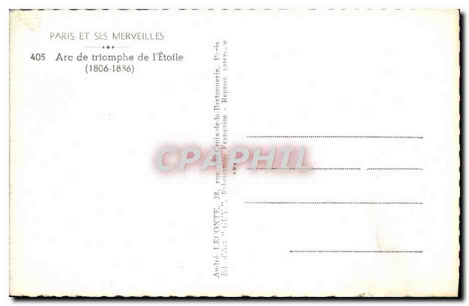CPM Paris Et Ses Merveilles Arc De Triomphe De l'Etoile — Rückseite