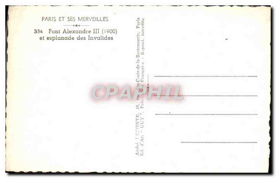 CPM Paris Et Ses Merveilles Pont Alexandre Et Esplanade Des Invalides — Rückseite