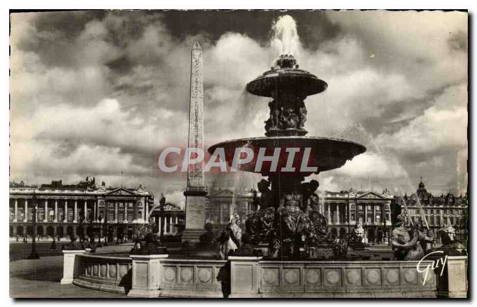 CPM Paris Et Ses Merveilles Place De La Concorde L'Une DEs Fontaines Et l'Obelisque