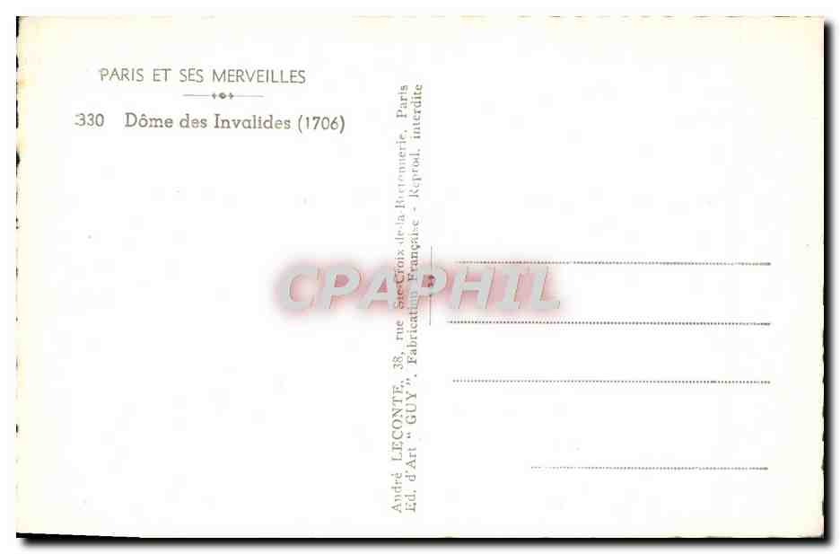 CPM Paris Et Ses Merveilles Dome Des Invalides — Verso