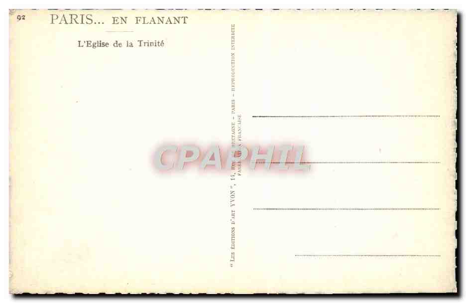 CPM Paris En Flanant L'Eglise De La Trinite — Verso