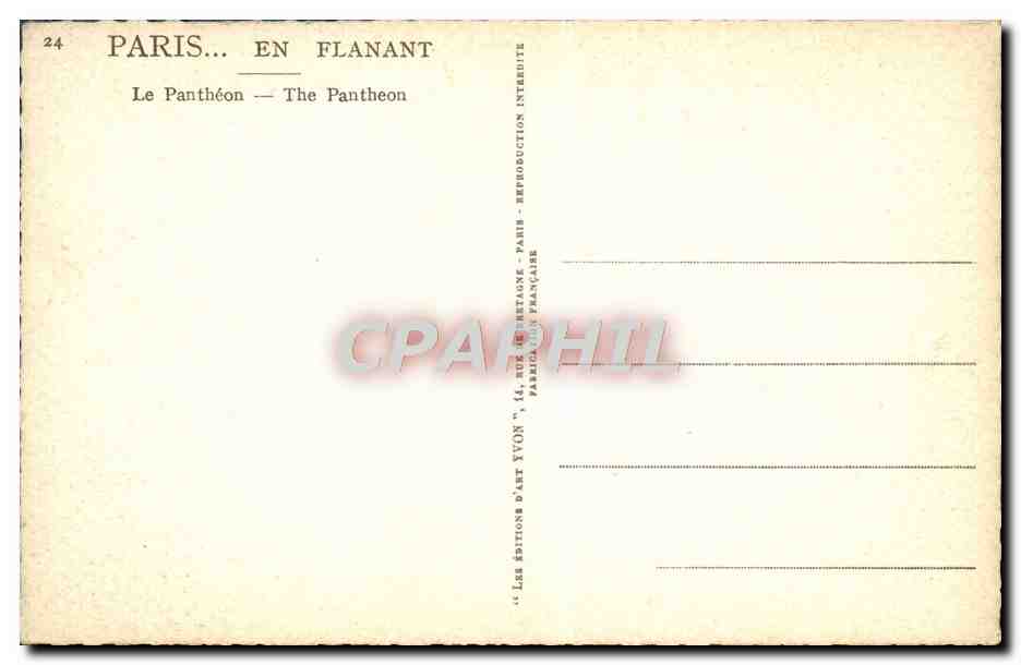 CPA Paris En Flanant Le Patheon  — Rückseite