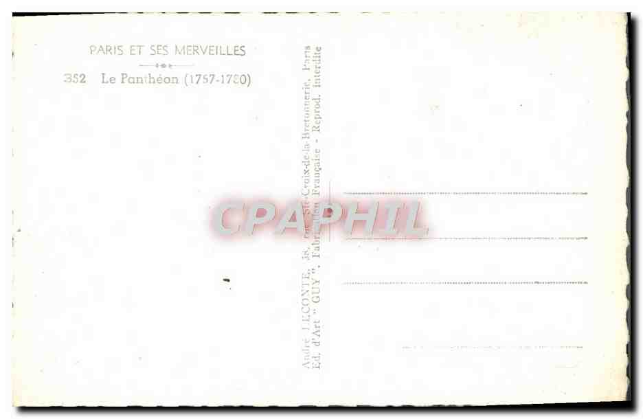 CPM Paris Et Ses Merveilles Le Pantheon — Rückseite
