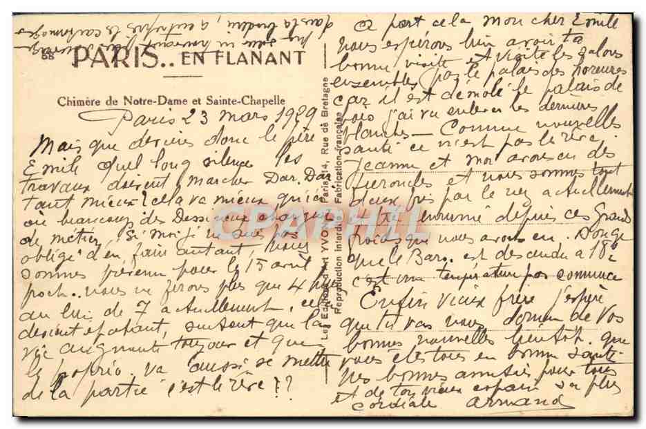 CPA Paris En Flanant Chimore De Notre Dame Et Seine Chapelle — Rückseite