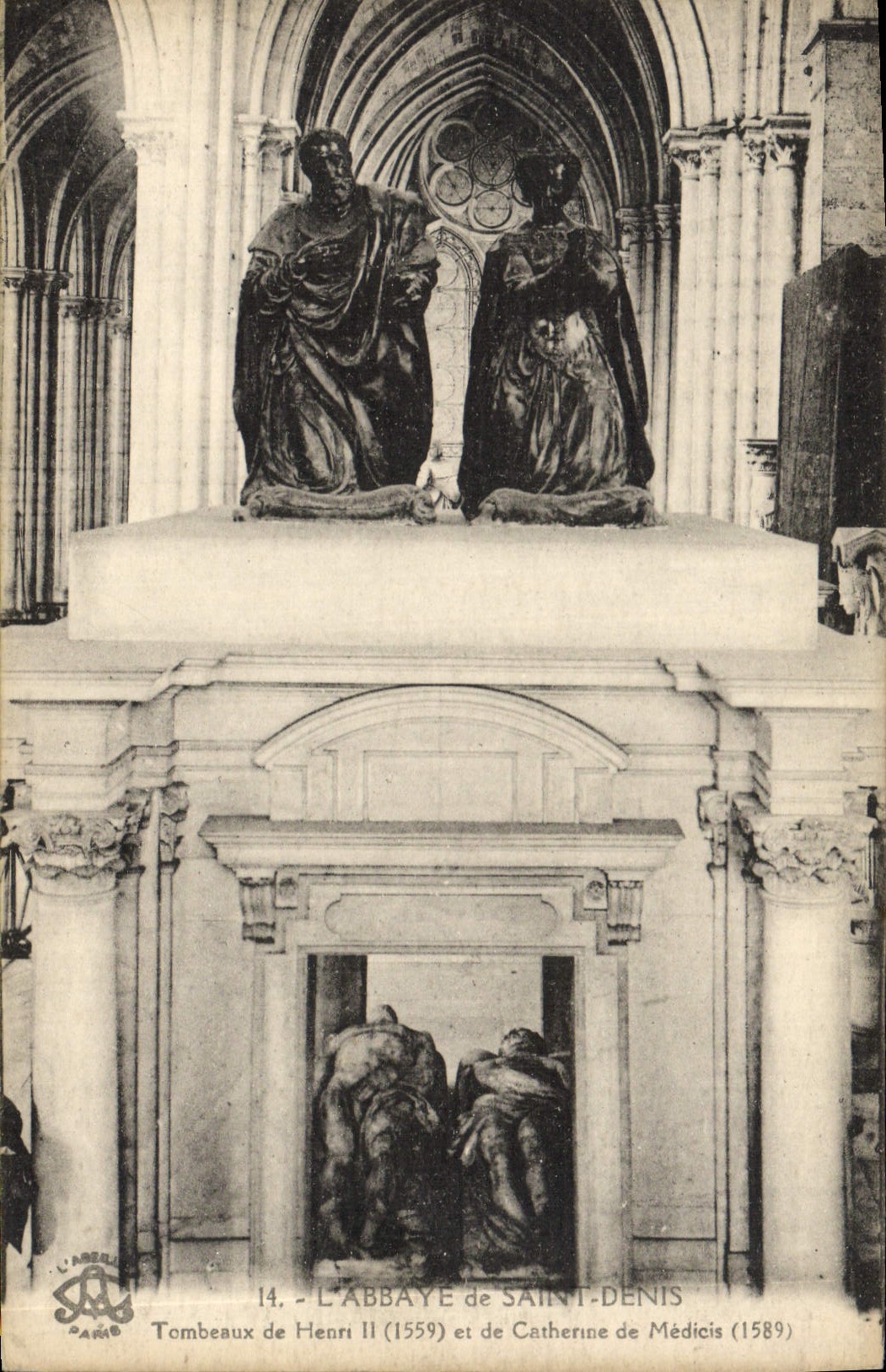 L'ABBAYE de SAINT-DENIS — Tombeaux de Henri II (1559) et de Catherine de Médicis (1589) — L'ABERLÉ, Paris
