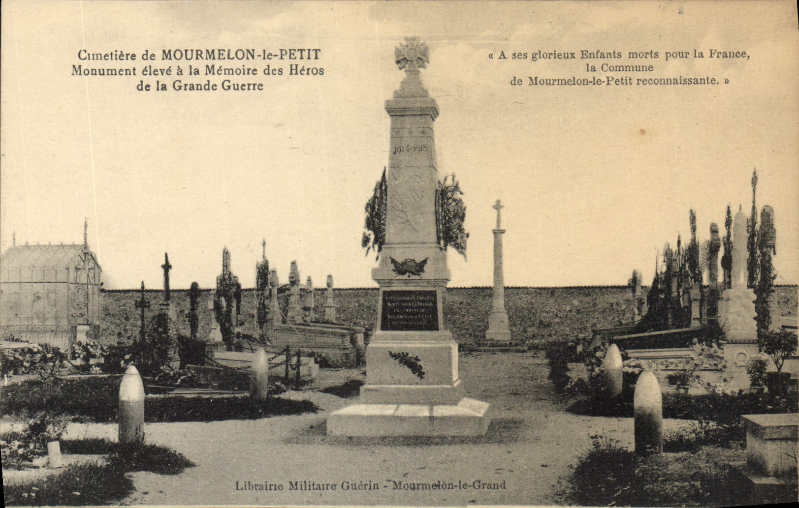 Cimetière de Mourmelon-le-Petit — Monument élevé à la mémoire des héros de la Grande Guerre — Librairie Militaire Guérin - Mourmelon-le-Grand