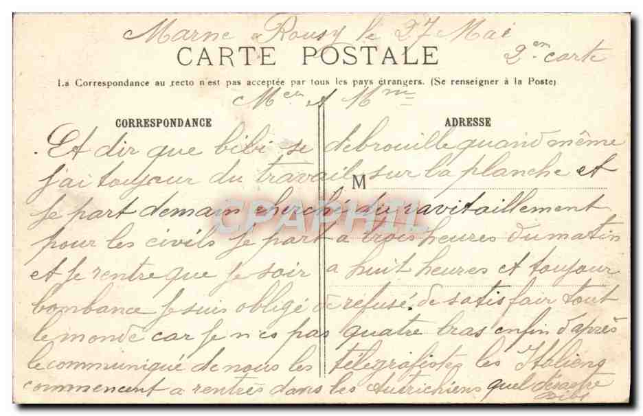 CPA La Grande Guerre Aspect De La Ville D'Arras Bombardee Par Les Allemands Militaria — Rückseite