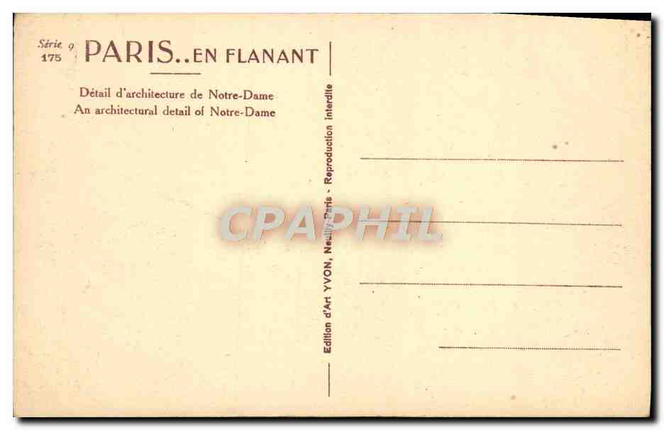 CPA Paris En Flanant Detail D'Architecture De Notre Dame — Verso