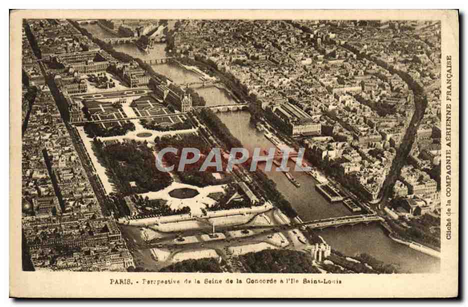 Paris — Perspective de la Seine de la Concorde à l'Île Saint-Louis — cliché de la Compagnie Aérienne Française
