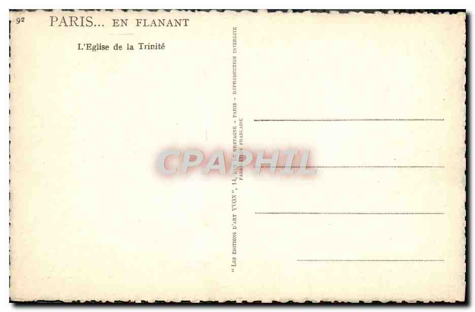 CPA Paris En Flanant L'Eglise De La Trinite — Rückseite