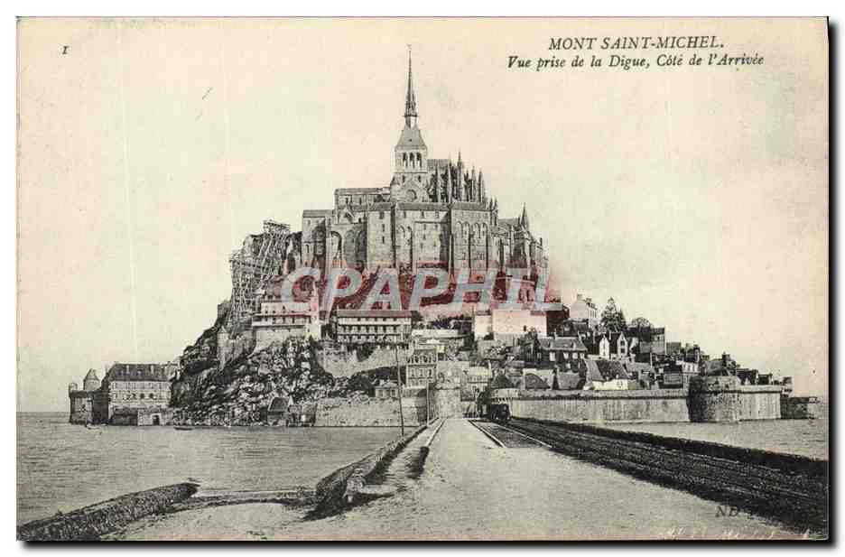 Mont Saint-Michel — Vue prise de la Digue, Côté de l'Arrivée — Éditeur non identifié, n° de série 50