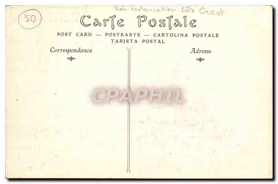 Mont Saint-Michel — Vue prise de la Digue, Côté de l'Arrivée — Éditeur non identifié, n° de série 50 — Verso