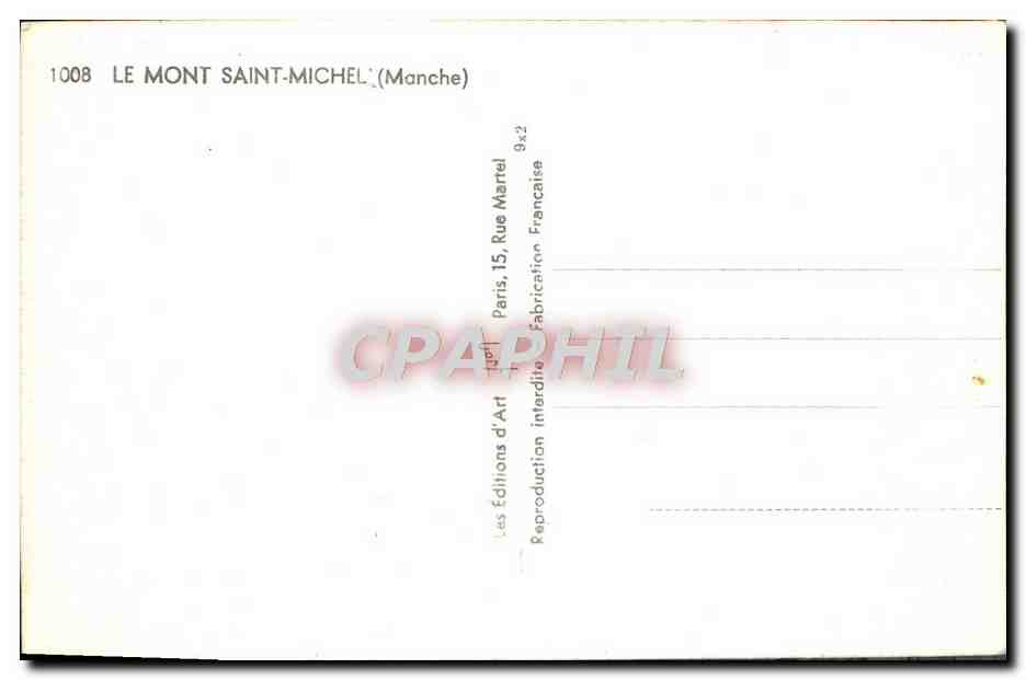Mont Saint-Michel — vue avec troupeau de moutons — Les Éditions d'Art Martel — Verso