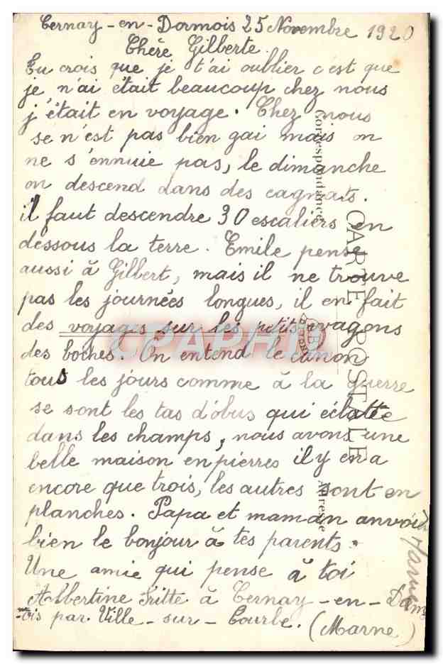 CPA Chenay En Dormois Route De Vouziers Militaria — Verso
