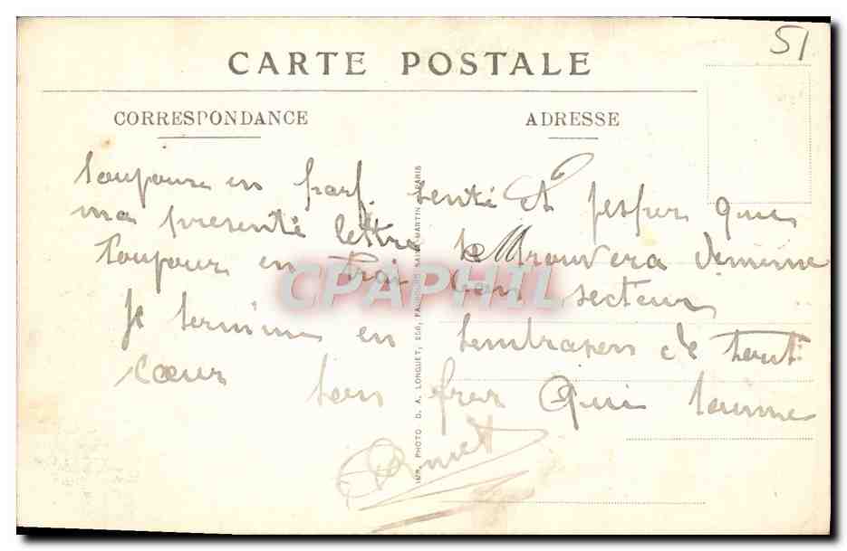 Der Krieg in der Argonne — Die Soldaten-Wäsche — Florent, Marne — Nr. 37 — Martinet Heurtard — Rückseite