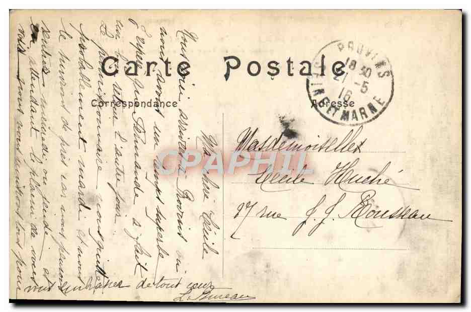 Bataille de la Marne — La grande rue de Vitry après le bombardement — Maurupt (Marne) — Verso