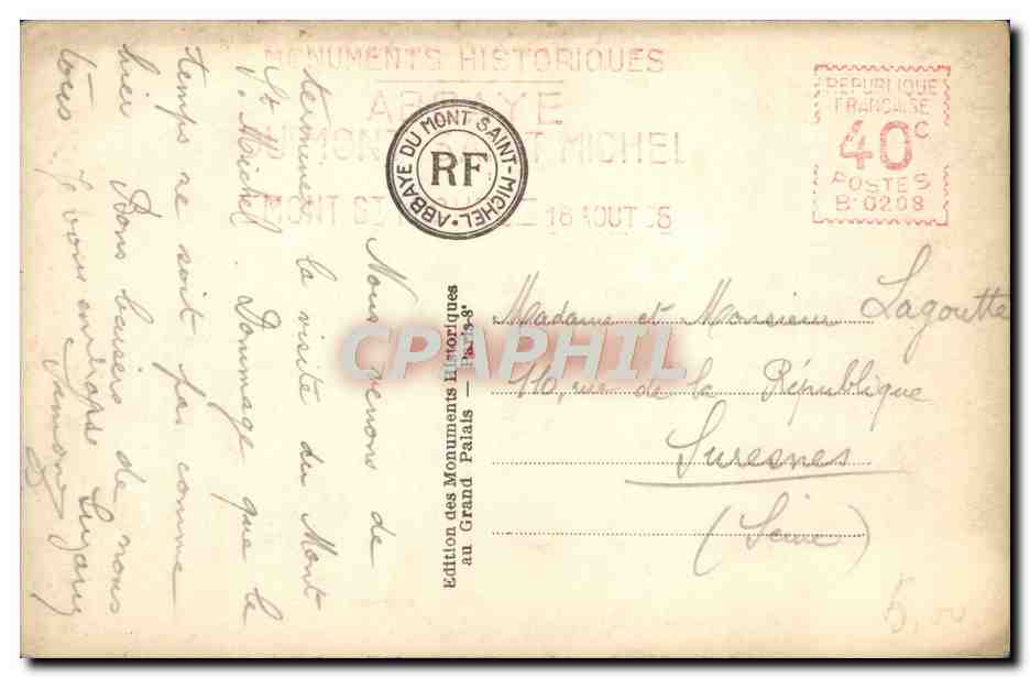 CPA Abbaye Du Mont Saint Michel Le Cloitre — Verso