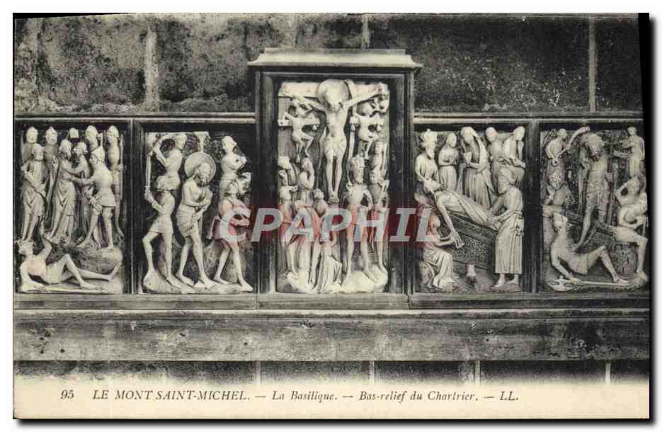 CPA Le Mont Saint Michel La Basilique Bas Relief Du Chartrier