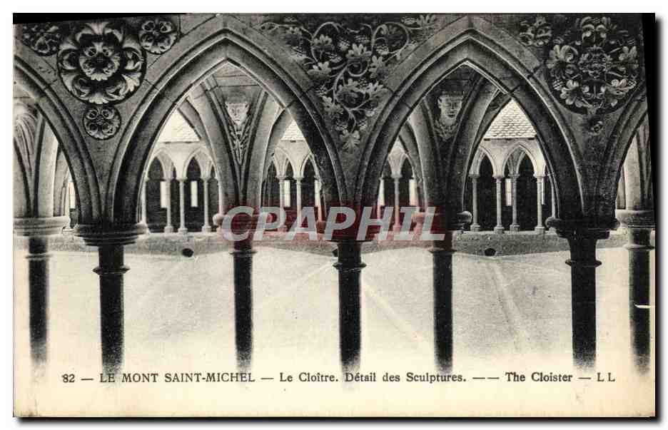 Le Mont Saint-Michel — Le Cloître. Détail des Sculptures — L.L.