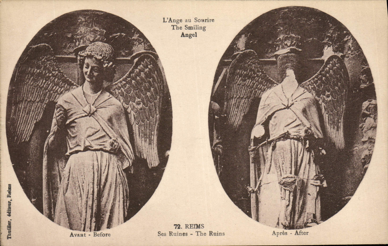L'Ange au Sourire — avant et après dégradation — Thriller, éditeur, Reims n°72