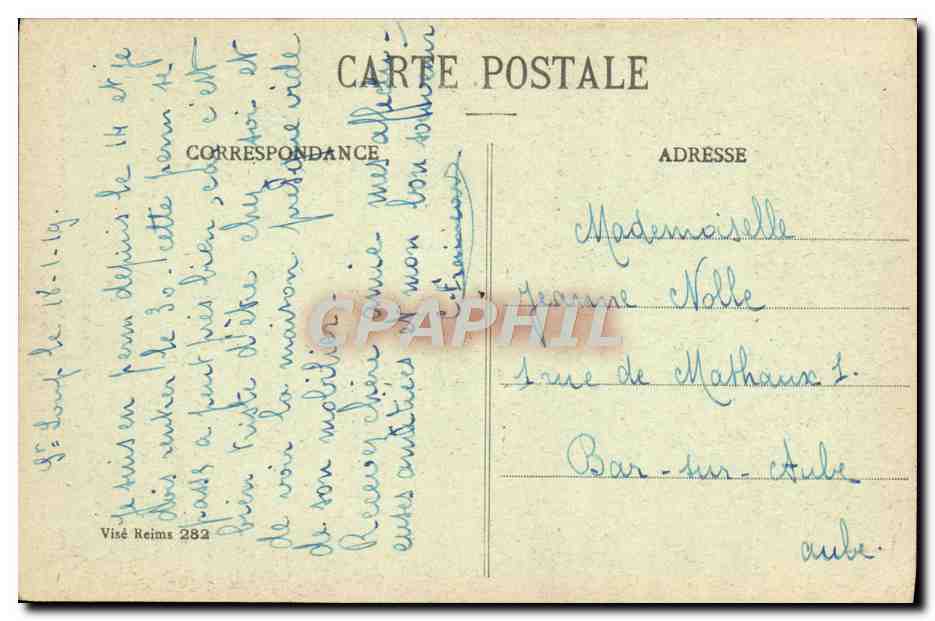 CPA Reims Dans Ses Annees De Bombardements L'Eglise Saint Andre La nef vers le grand portail — Rückseite