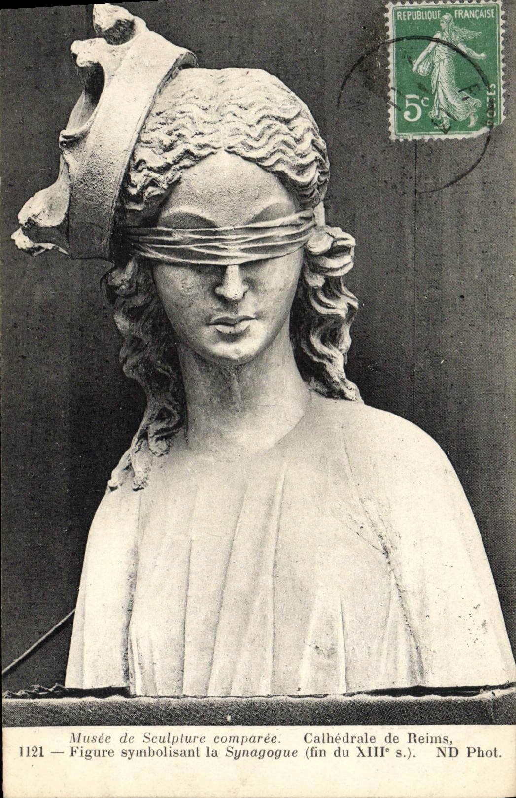 CPA Musee De Sculpture Comparee Cathedrale De Reims Figure symbolisant la synagogue 