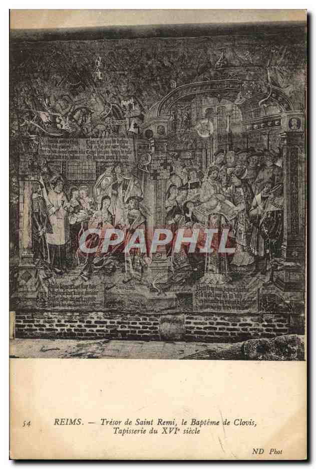 Reims — Schatz von Saint Rémi, Taufe von Clovis, Wandteppich des 16. Jahrhunderts — ND Phot