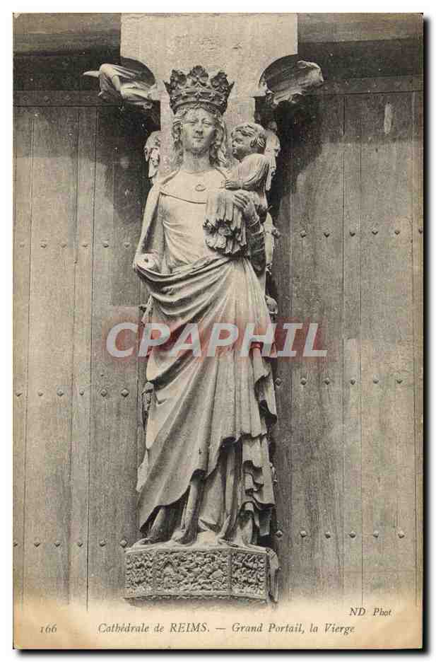 CPA Cathedrale De Reims Grand Portail La Vierge