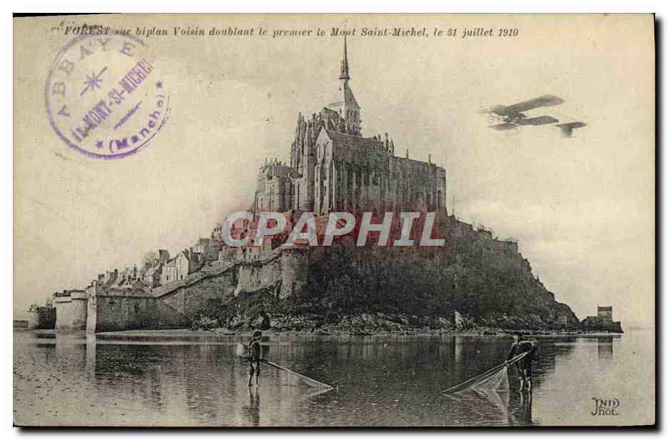 CPA Forest Sur Biplan Voisin Doublant Le Premier Le Mont Saint Michel Le 31 Juillet 1910 Avion Aviation