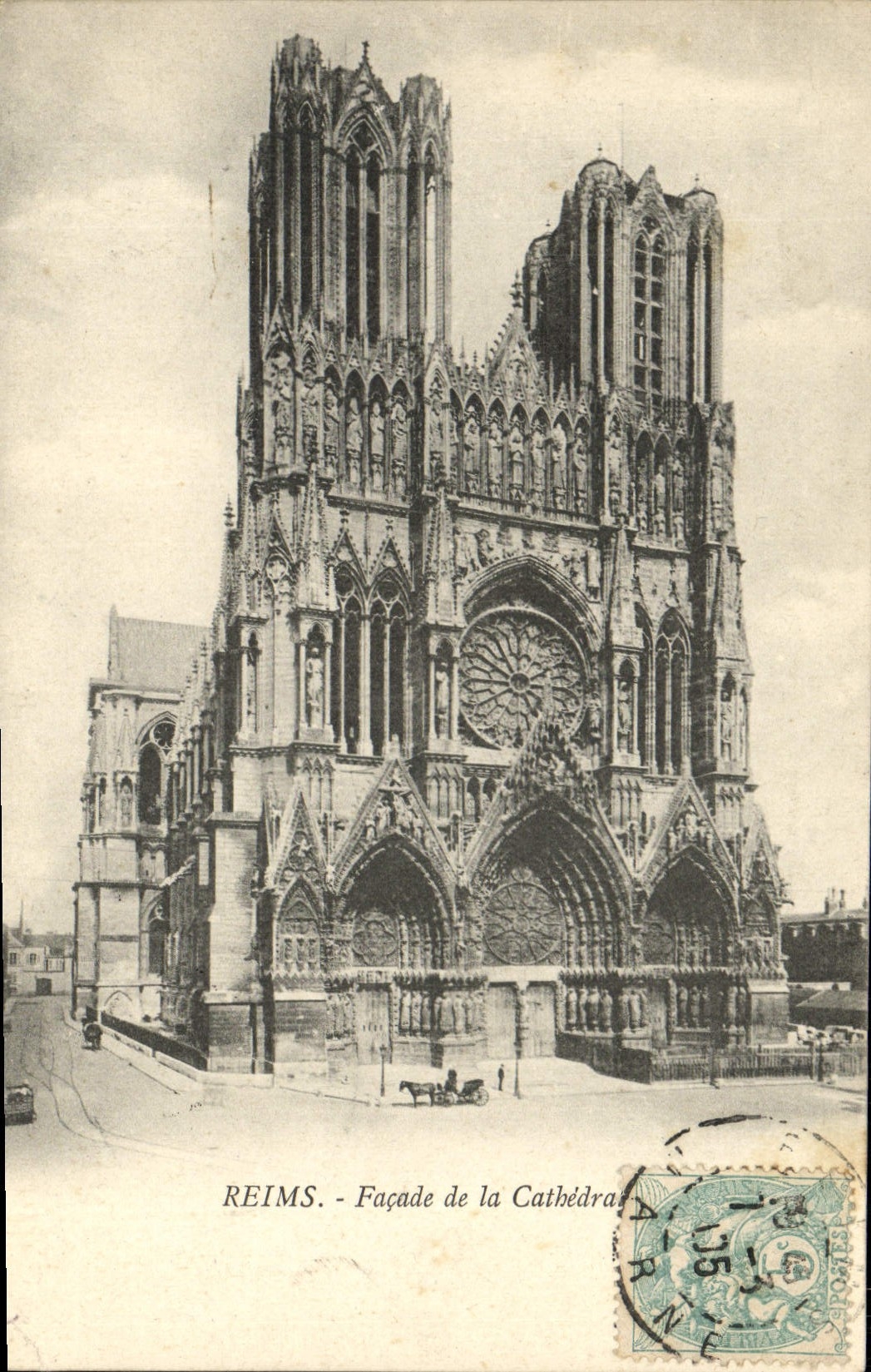 Reims — Fassade der Kathedrale — Verlag unbekannt, Seriennummer nicht sichtbar