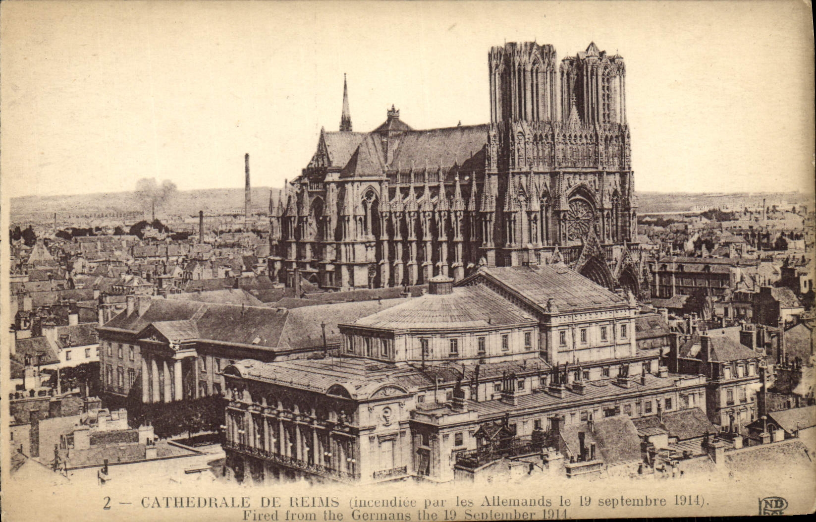 Kathedrale von Reims — von den Deutschen am 19. September 1914 angezündet — Verlag ND