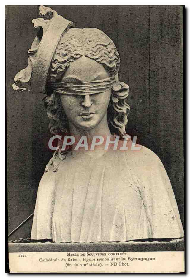 CPA Musee De Sculpture Comparee Cathedrale De Reims Figure symbolisant la Synagogue