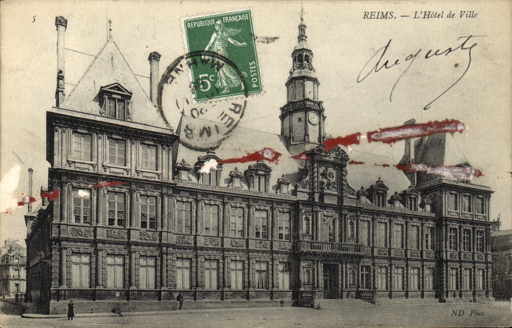 Antike Ansichtskarte Reims Das Rathaus