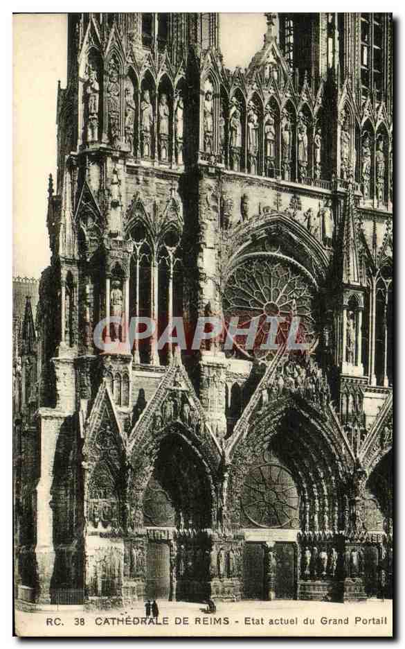 CPA Cathedrale De Reims Etat Actuel Du Grand Portail