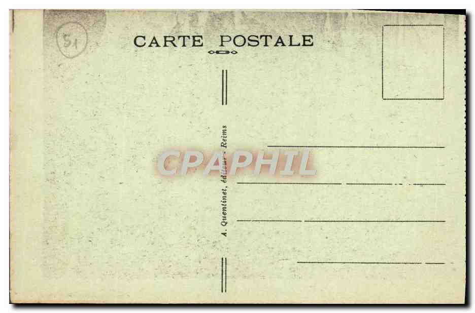Reims — Die Kathedrale — Innenansicht zum Portal — A. Quentin, Verlag Reims, Nr. 185 — Rückseite