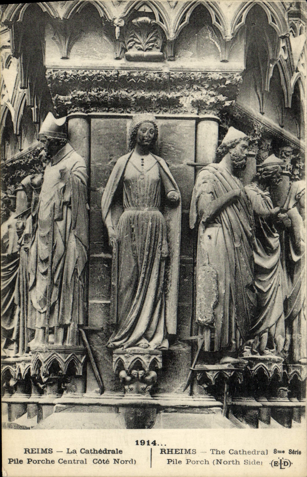 Reims — Die Kathedrale, Zentraler Portalbereich Nordseite — 8. Serie (E-D)