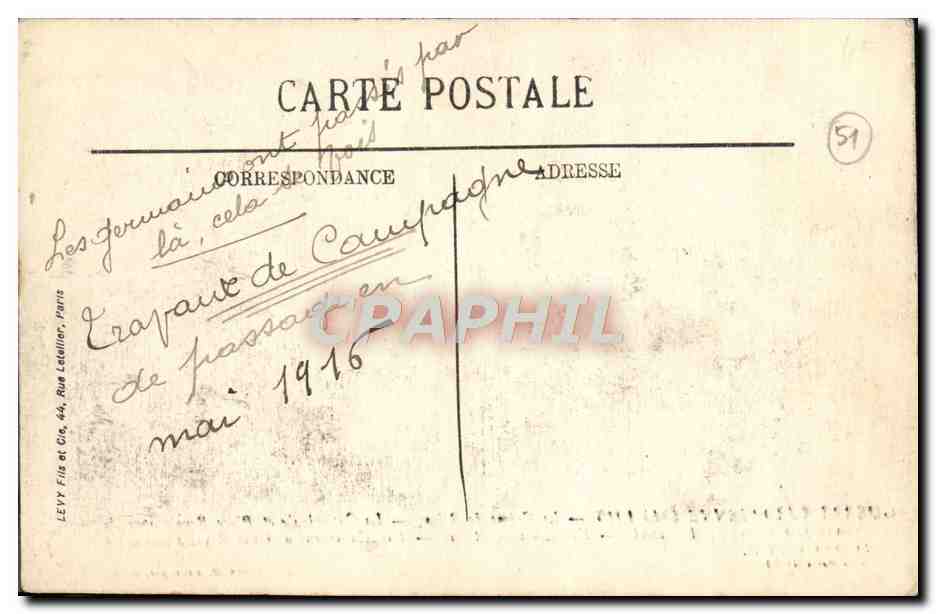 Cathédrale et Place Royale à Reims — après le bombardement allemand — Visé Paris n° 83 — Verso