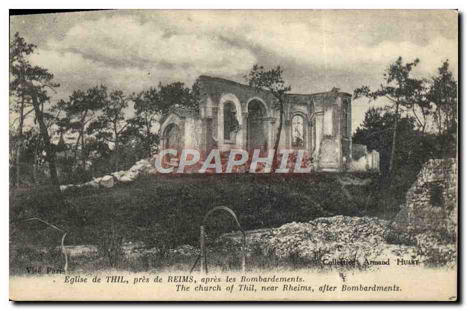 Église de Thil, près de Reims, après les bombardements — Collection Armand Huart