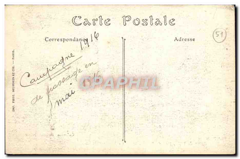 Église de Thil, près de Reims, après les bombardements — Collection Armand Huart — Rückseite