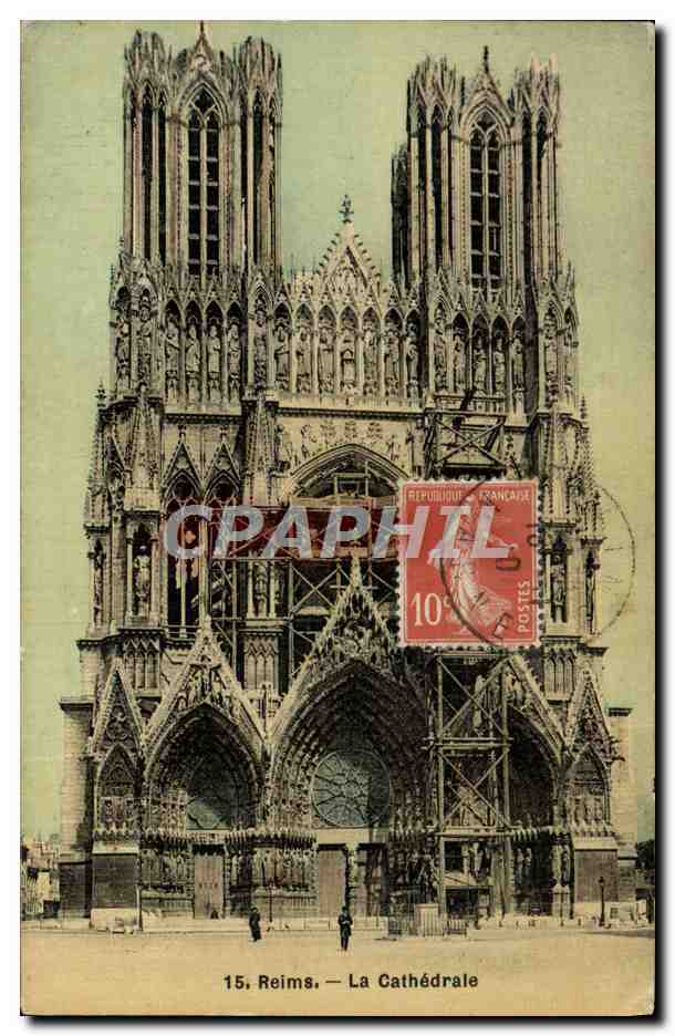 CPA Reims La Cathedrale (carte toilee)