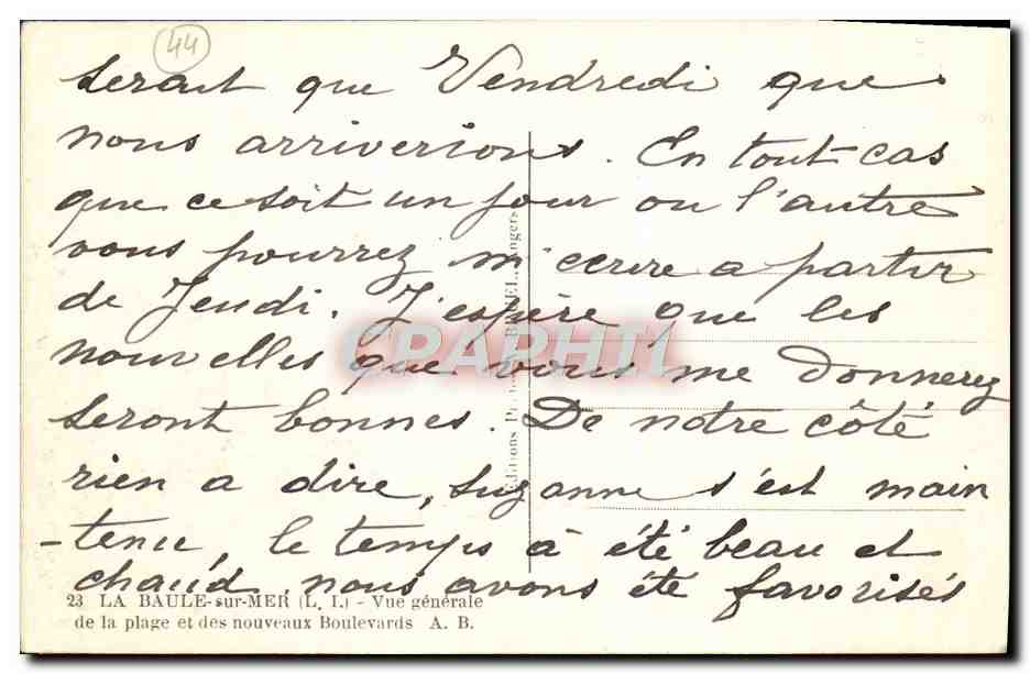 CPA La Baule Sur Mer Vue Generale De La Plage Et Des Nouveaux Boulevards — Verso