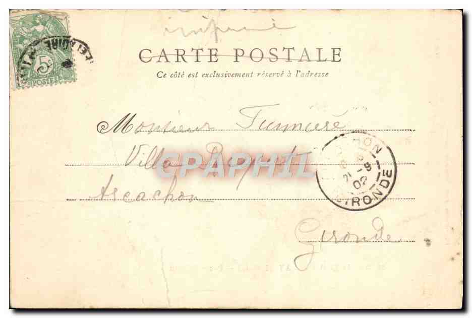 Tarjeta postal antigua Puerta San Juan de Montreuil Bellay — Reverso