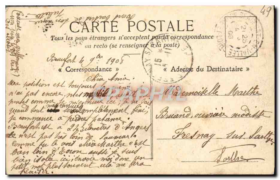 CPA Beaufort en Vallee Ruines Du Chateau — Rückseite